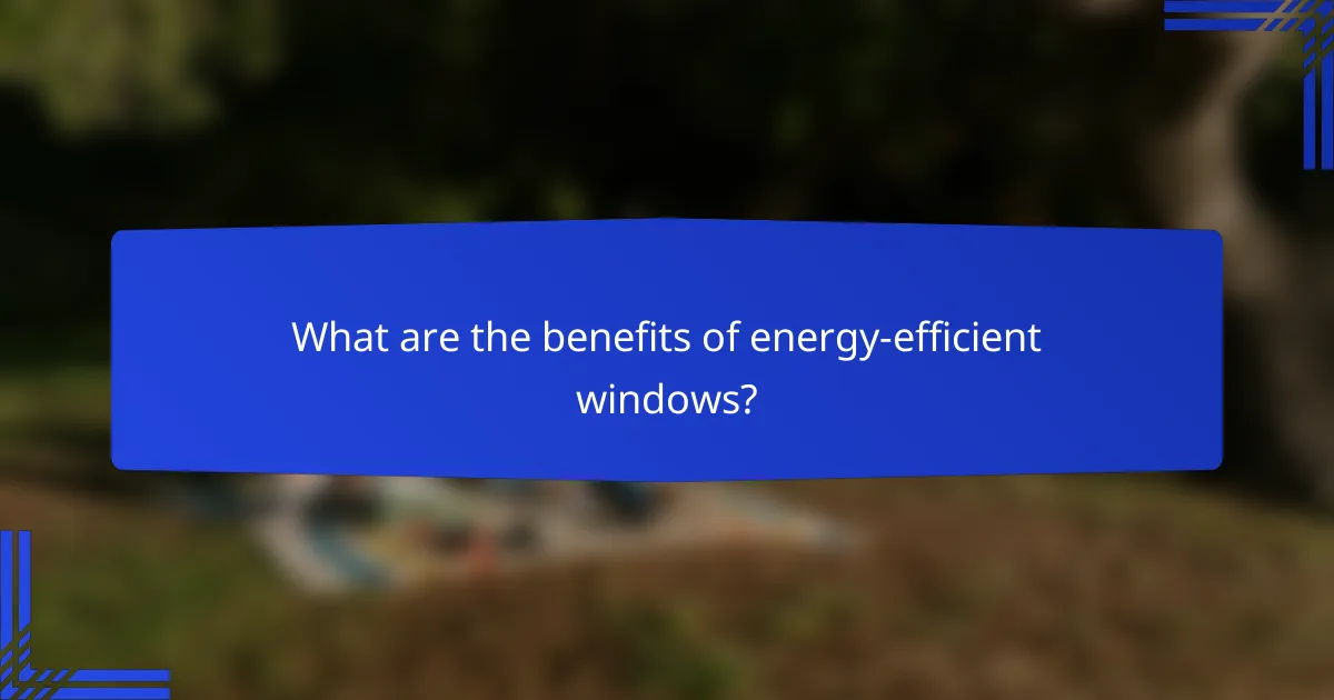 What are the benefits of energy-efficient windows?